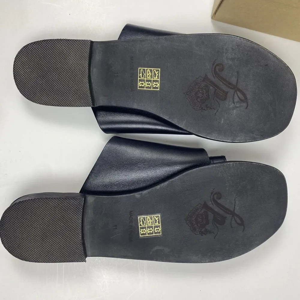 New Free People Women's‎ Size 11 Mila Flats Sandal Slides Black Minimalist Boho